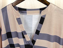 Load image into Gallery viewer, Plaid Tunic,Viracy Women Shirts for Leggings 3/4 Roll Sleeve Blouses V Neck Loose Pattern Dressy Henleys Business Casual Top Easy Fit Flowy Aline Pullover Soft Surroundings Beige 2XL