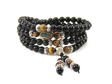 Load image into Gallery viewer, Om Shanti Crafts Mala Beads Stretch Bracelet Black Obsidian & Yellow Tiger Stone, Buddhist Prayer Beads, Yoga Bracelets, Wear for Daily Meditation & Spiritual Growth, 6mm Meditation Beads, Unisex