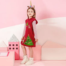 Load image into Gallery viewer, VIKITA Girls Hooded Dress Christmas Winter Long Sleeve Cotton Casual Hood Dress,LH4307 5T