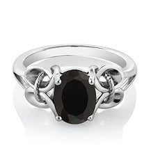 Load image into Gallery viewer, Gem Stone King 925 Sterling Silver Black Onyx Women's Engagement Ring (2.60 Cttw Oval 9X7MM) (Size 7)