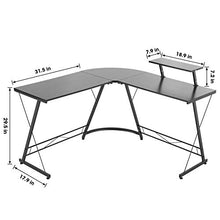 Load image into Gallery viewer, SERWALL L-Shaped Corner Desk 50.8" Computer Gaming Desk PC Table with Monitor Stand, Home Office Writing Workstation with Small Table, Space Saving- Black