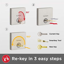 Load image into Gallery viewer, Kwikset 98180-002 San Clemente Single Cylinder Low Profile Handleset Front Door Lock with Halifax Lever featuring SmartKey Security in Satin Nickel