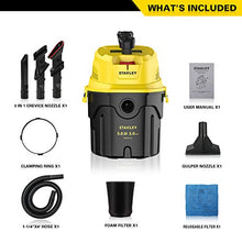 Load image into Gallery viewer, Stanley SL18910P-3 Wet/Dry, 3 Gallon, 3 Horsepower, Portable Car Vacuum, 3.0 HP AC, Black+Yellow