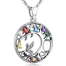Load image into Gallery viewer, Tree of Life Necklace for Women, Sterling Silver Pendant, Jewelry Gift with Infinite Colorful Cubic Zirconia for Girlfriend Daughter