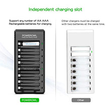Load image into Gallery viewer, Rechargeable AA Batteries with Charger, POWEROWL 8 Pack of 2800mAh High Capacity Low Self Discharge Ni-MH Double A Batteries with Smart 8 Bay Battery Charger (USB Fast Charging, Independent Slot)