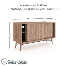 Load image into Gallery viewer, Nathan James Liam Modern Mid-Century TV Stand, Media Console or Entertainment Cabinet with Sliding Doors, Reclaimed Oak/Black