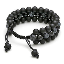 Load image into Gallery viewer, Top Plaza Mens Lava Rock Stone Essential Oil Diffuser Bracelet Chakra Yoga Healing Crystal Bracelet Natural Gemstone Beads Anxiety Bracelets Braided - Matte Black Agate + Dragon Stone