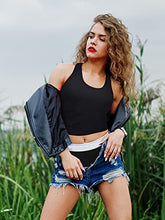 Load image into Gallery viewer, 4 Pieces Basic Crop Tank Tops Sleeveless Racerback Crop Sport Top for Women (Dark Green, Black, White, Chocolate,Large)