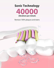 Load image into Gallery viewer, Electric Toothbrush Clean as Dentists, Rechargeable Sonic Toothbrushes Built-in Smart Timer and 5 Deep Cleaning Modes, with 3 Replacement Brush Heads, Waterproof, Pink