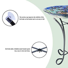 Load image into Gallery viewer, VCUTEKA Outdoor Glass Birdbath with Metal Stand for Lawn Yard Garden Decoration
