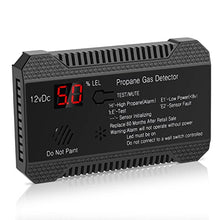 Load image into Gallery viewer, PAULINN RV Propane Gas Detector, 12V High Sensitivity Propane Alarm Leak Detection with LCD Display and 85dB Loud Alarm for RV Camper Trailer Home Kitchen, Black