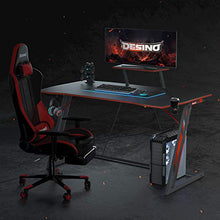 Load image into Gallery viewer, DESINO Gaming Desk 40 inch PC Computer Desk, Home Office Desk Gaming Table Z Shaped Gamer Workstation with Cup Holder and Headphone Hook, Black