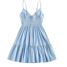 Load image into Gallery viewer, ZAFUL Women's Mini Dress Spaghetti Straps Sleeveless Boho Beach Dress (S, Blue-Z)