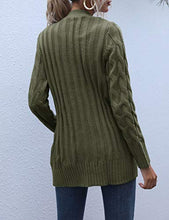 Load image into Gallery viewer, MEROKEETY Women's Long Sleeve Cable Knit Sweater Open Front Cardigan Button Loose Outerwear