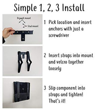 Load image into Gallery viewer, The All-in Wonder Mount by Mount Genie (5-Pack): The Easiest Wall Mount for All Components Routers Modems Xbox Playstation DVRs | One Size Fits All | Designed for Home and Business (Black)