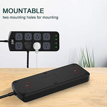 Load image into Gallery viewer, Power Strip Surge Protector 1875W/15A - 8 AC Outlets 3.1A 4 USB Ports 6 Feet Long Extension Cord, Mountable Power Outlet for Flat Plug Phone iPad PC Laptop Home,Office & Hotel - Black