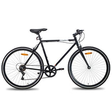 Load image into Gallery viewer, Hiland Road Hybrid Bike Urban City Commuter Bicycle for Youth Comfortable Bicycle 700C Wheels with 6 Speeds Black 58CM