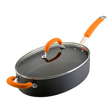 Load image into Gallery viewer, Rachael Ray Hard Anodized Nonstick 5-Quart Oval Saute Pan with Glass Lid, Orange