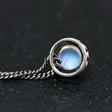 Load image into Gallery viewer, Luna Azure Vintage Style Sterling Silver 925 Moonstone Crown Pendant Necklace 18" Women girls Christmas gift present Jewelry