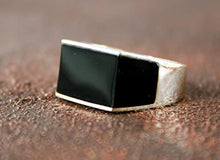 Load image into Gallery viewer, 925k Silver Mens Ring-Handmade Mens Ring-Onyx Stone Ring-Jewelry Gift For Mens-Silver rings for Men- Men Onyx Wedding Ring