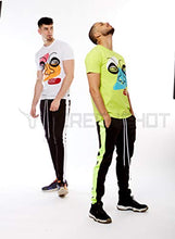 Load image into Gallery viewer, SCREENSHOTBRAND-S41700 Mens Hip Hop Premium Slim Fit Track Pants - Athletic Jogger Bottom with Side Taping-BK/NE-Medium