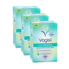 Load image into Gallery viewer, Vagisil 2-in-1 Leak Rescue Intimate Feminine Wipes for Women, Gynecologist Tested & Hypoallergenic, 12 ct (Pack of 3)