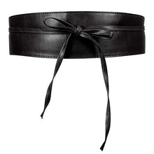 Load image into Gallery viewer, JASGOOD Women Fashion Leather Obi Belt- Plus Size Black Wide Fashion Wrap Waist Belt for Ladies,Black,Fit Waist Size 32-37 Inch