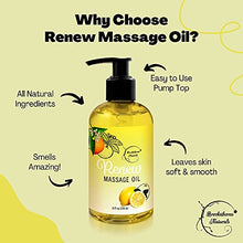 Load image into Gallery viewer, Renew Massage Oil with Orange, Lemon & Peppermint Essential Oils - Great for Massage Therapy or Home use. Ideal for Full Body – with Almond, Grapeseed & Jojoba Oils – By Brookethorne Naturals