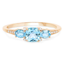 Load image into Gallery viewer, Swiss Blue Topaz Ring, 14K Yellow Gold Swiss Blue Topaz & White Diamond Ring (0.80 ctw, I-J Color, I2-I3 Clarity)