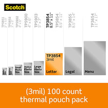 Load image into Gallery viewer, Scotch Thermal Laminating Pouches, 100 Pack Laminating Sheets, 3 Mil, 8.9 x 11.4 Inches, Education Supplies & Craft Supplies, For Use With Thermal Laminators, Letter Size Sheets (TP3854-100)