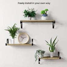 Load image into Gallery viewer, AMADA HOMEFURNISHING Floating Shelves Wall Mounted, Rustic Paulownia Wood Wall Shelves Set of 3 for Bedroom, Bathroom, Living Room, Kitchen, Office-AMFS02