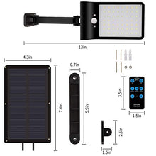 Load image into Gallery viewer, Solar Lights Outdoor with Remote,Aqonsie 180° Adjustable 56LED Solar Flood Light, Wireless Security Motion Sensor Lights Outdoor with 3 Lighting Modes for Backyard,Gutter,Garden,Front Door 4 Pack