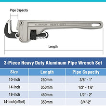 Load image into Gallery viewer, DURATECH 3-Piece Heavy Duty Aluminum Straight Pipe Wrench Set, 10", 14", 18"&Offset 14" Heavy Duty Aluminum Pipe Wrench