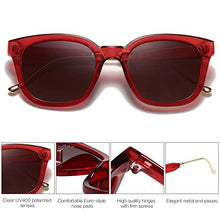 Load image into Gallery viewer, SOJOS Classic Square Polarized Sunglasses Unisex UV400 Mirrored Glasses SJ2050 with Red Frame/Gradient Burgundy Lens