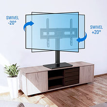 Load image into Gallery viewer, MOUNTUP Universal TV Stand, Table Top TV Stands for 37 to 70 Inch Flat Screen TVs - Height Adjustable, Tilt, Swivel TV Mount with Tempered Glass Base Holds up to 88 lbs, Max VESA 600x400mm MU0031