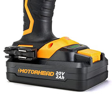 Load image into Gallery viewer, MOTORHEAD 20V ULTRA Cordless Drill Driver, Lithium-Ion, ½” Keyless Chuck, 16+1+1 Clutch, 2-Speed Transmission, Variable Speed Trigger, Built-in LED, 2Ah Battery, Charger, 22 Accessory Bits, USA-Based