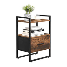 Load image into Gallery viewer, SONGMICS Nightstand, End Table, Fabric Drawer with MDF Front, for Bedroom Closet Dorm, Steel Frame, Industrial, Rustic Brown and Black ULGS102B01