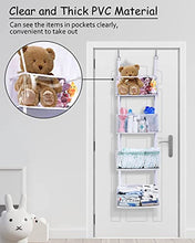 Load image into Gallery viewer, ULG Over Door Organizer with 4 Large Ultra Sturdy & Large Pockets Organizer, 22 lbs Capacity Hanging Storage Organizer with Clear Window for Bedroom Nursery, Baby Kids Toys, Shoes, Diapers, White