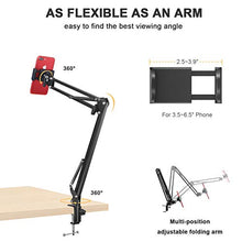 Load image into Gallery viewer, Klsniur Cell Phone Holder, Universal Phone Stand Clip Lazy Bracket Flexible Articulating Arm Phone Mount Compatible with iPhone 11 Pro Xs Max XR X 8 7 6 6s Plus, Samsung S10 S9 S8 S7 S6