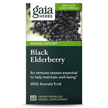 Load image into Gallery viewer, Gaia Herbs, Black Elderberry, Organic Sambucus Elderberry Extract for Daily Immune and Antioxidant Support, Vegan Powder Capsules, 60 Count