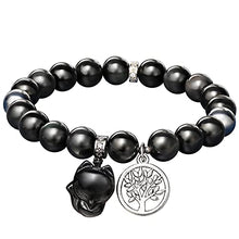 Load image into Gallery viewer, XHUUU Black Obsidian Stone Fox Tree of Life Bracelet for Women Animal Charm 10mm Beads for Bracelets Healing Crystals Gifts