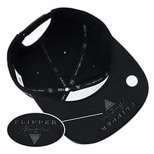 Load image into Gallery viewer, Flipper USA American Flag Flat Brim Bill Baseball Cap Classic Snapback Hat for Men Women Version.2 with 3 Sizes (All Black, Small ~ Medium (21 1/4" ~ 22 3/8"))