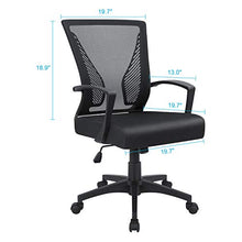 Load image into Gallery viewer, Furmax Office Mid Back Swivel Lumbar Support Desk, Computer Ergonomic Mesh Chair with Armrest (Black)