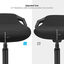 Load image into Gallery viewer, SONGMICS Standing Desk Chair 24.8-34.6 Inches, Adjustable Standing Stool, Sitting Balance Chair, Comfortable and Breathable Seat, Black UOSC02BK