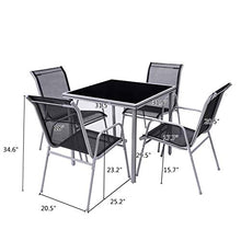 Load image into Gallery viewer, Giantex Dining Table Set Bistro Set with 1 Table and 4 Chairs Indoor Outdoor Garden Patio Dining Furniture with Tempered Glass Tabletop and Steel Frame (Black)