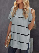 Load image into Gallery viewer, Ecrocoo Womens Casual Color Block Tops Summer Loose Short Sleeve Plus Size Blouses Tunic Pullover,Gray S