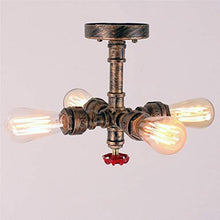 Load image into Gallery viewer, Wen long shop Wall lamp Industrial Vintage Rustic Steampunk Metal Water Pipe Retro Ceiling Pendant Light 4 Lights Edison Lamp Chandelier Hanging Light Fixture Copper Finish