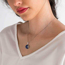 Load image into Gallery viewer, 925 Sterling Silver Natural Lapis Necklace - 14mm Blue Lapis Lazuli Round Gemstone Pendant, December Birthstone Birthday Present - Unique Handmade Artisan Jewelry, Vintage Style Gift for Women
