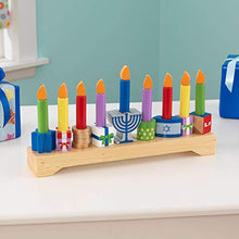 Load image into Gallery viewer, KidKraft Children's Wooden Menorah 10-Piece Set, Jewish Religious Hanukkah Play Toy, Gift for Ages 3+