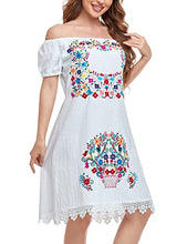 Load image into Gallery viewer, YZXDORWJ Women Mexican Embroidered Dress Short Sleeve (XXL, 36W)